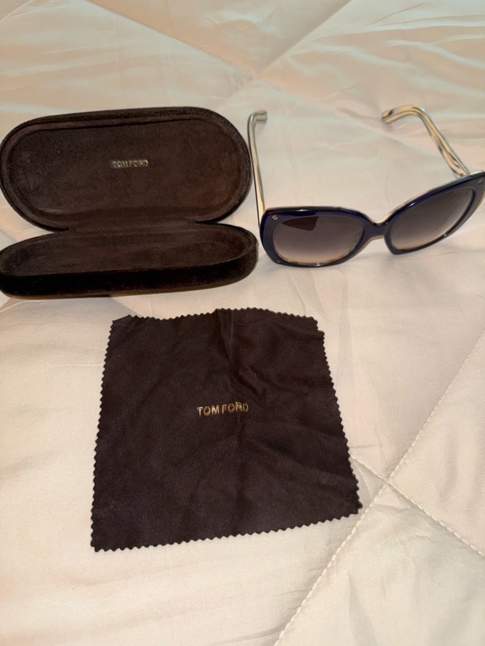 Tom Ford Navy Blue Frame Sunglasses with Gradient Lenses